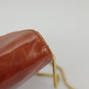 BALLY Chain Shoulder Bag Leather Brown Gold Auth ti2210-14