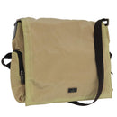 GUCCI Shoulder Bag Nylon Beige Dark Brown Silver 019.0340 Auth ti2214-1