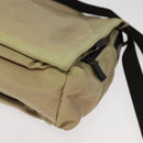 GUCCI Shoulder Bag Nylon Beige Dark Brown Silver 019.0340 Auth ti2214-9