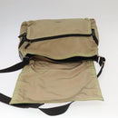 GUCCI Shoulder Bag Nylon Beige Dark Brown Silver 019.0340 Auth ti2214-10