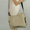 GUCCI Shoulder Bag Nylon Beige Dark Brown Silver 019.0340 Auth ti2214-23