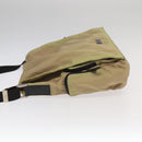 GUCCI Shoulder Bag Nylon Beige Dark Brown Silver 019.0340 Auth ti2214-4