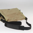 GUCCI Shoulder Bag Nylon Beige Dark Brown Silver 019.0340 Auth ti2214-7
