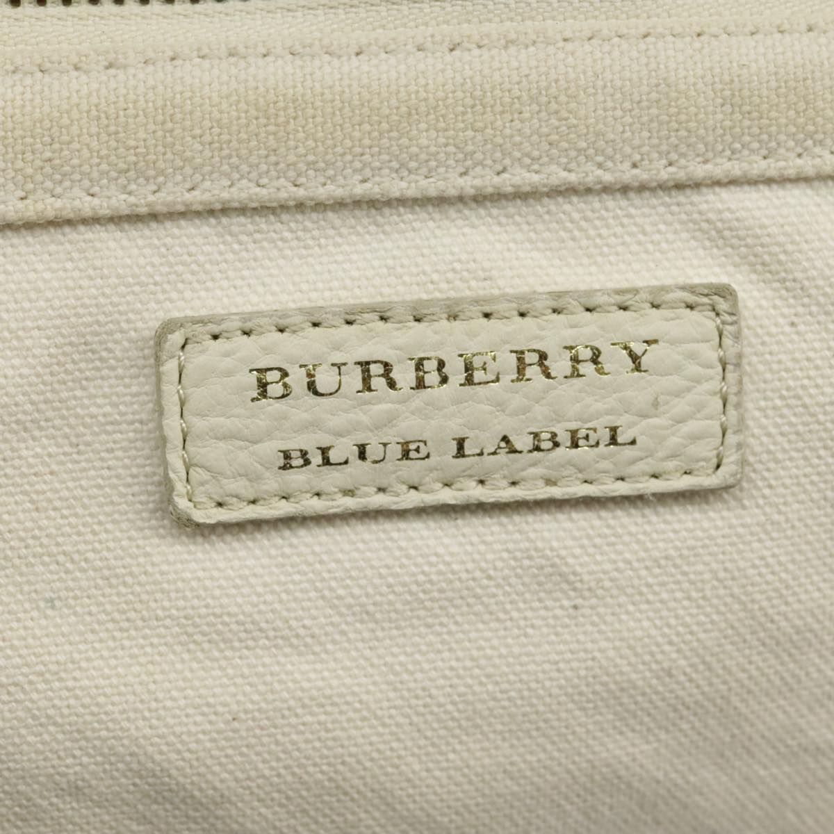 BURBERRY Blue Label Tote Bag Canvas White Gold Auth ti2217