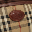 Burberrys Nova Check Clutch Bag PVC Leather Beige Brown Gold Auth ti2218-17