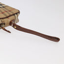 Burberrys Nova Check Clutch Bag PVC Leather Beige Brown Gold Auth ti2218-6