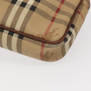 Burberrys Nova Check Clutch Bag PVC Leather Beige Brown Gold Auth ti2218-8