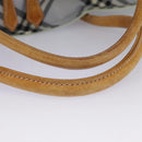 Burberrys Blue Label Tote Bag Nylon Leather Light Blue Brown Silver Auth ti2219-10