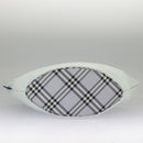 Burberrys Blue Label Tote Bag Nylon Leather Light Blue Brown Silver Auth ti2219-7