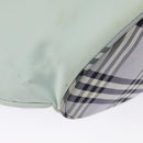 Burberrys Blue Label Tote Bag Nylon Leather Light Blue Brown Silver Auth ti2219-14