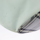 Burberrys Blue Label Tote Bag Nylon Leather Light Blue Brown Silver Auth ti2219-16