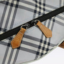 Burberrys Blue Label Tote Bag Nylon Leather Light Blue Brown Silver Auth ti2219-19