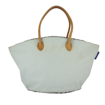 Burberrys Blue Label Tote Bag Nylon Leather Light Blue Brown Silver Auth ti2219 - 0