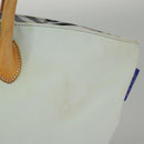 Burberrys Blue Label Tote Bag Nylon Leather Light Blue Brown Silver Auth ti2219-4