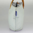 Burberrys Blue Label Tote Bag Nylon Leather Light Blue Brown Silver Auth ti2219-5