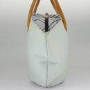 Burberrys Blue Label Tote Bag Nylon Leather Light Blue Brown Silver Auth ti2219-6