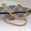 Burberrys Blue Label Tote Bag Nylon Leather Light Blue Brown Silver Auth ti2219-9