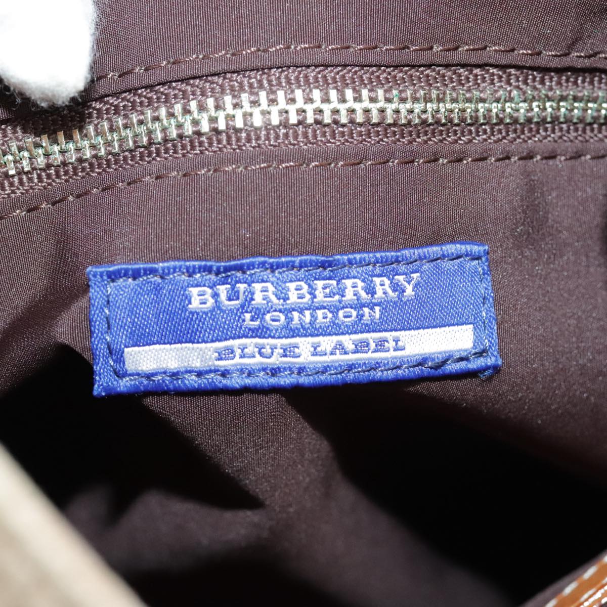 BURBERRY Blue Label Shoulder Bag Suede Leather Pink Brown Silver Auth ti2220