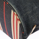 BURBERRY Blue Label Hand Bag Denim Leather Blue Beige Silver Auth ti2223-16