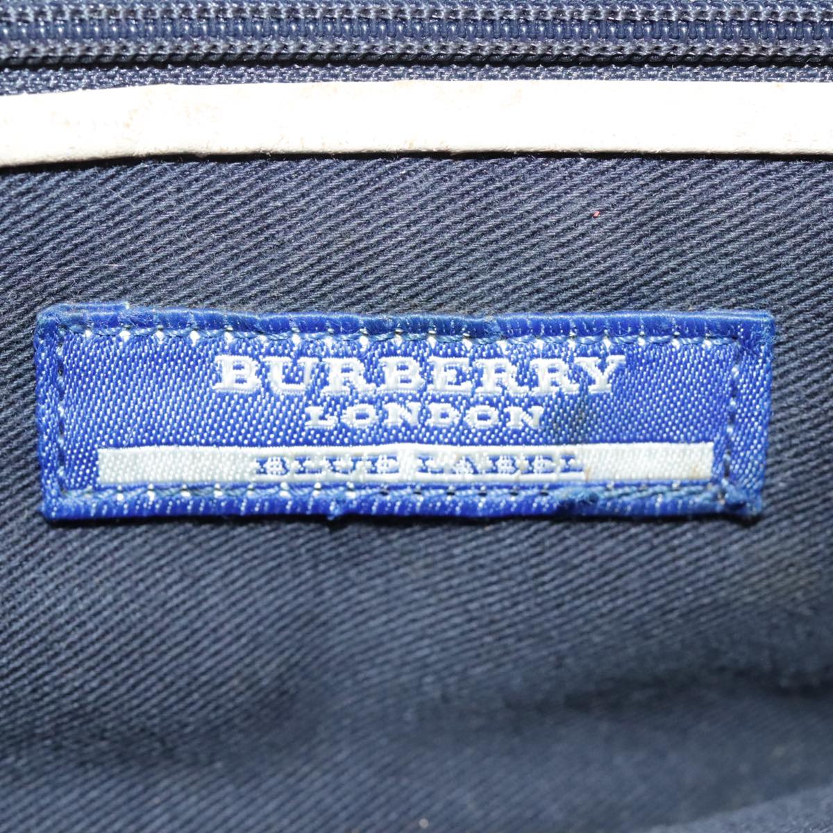 BURBERRY Blue Label Hand Bag Denim Leather Blue Beige Silver Auth ti2223