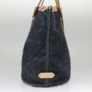 BURBERRY Blue Label Hand Bag Denim Leather Blue Beige Silver Auth ti2223-3