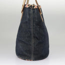 BURBERRY Blue Label Hand Bag Denim Leather Blue Beige Silver Auth ti2223-4