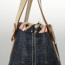 BURBERRY Blue Label Hand Bag Denim Leather Blue Beige Silver Auth ti2223-6