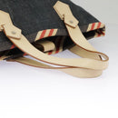 BURBERRY Blue Label Hand Bag Denim Leather Blue Beige Silver Auth ti2223-9