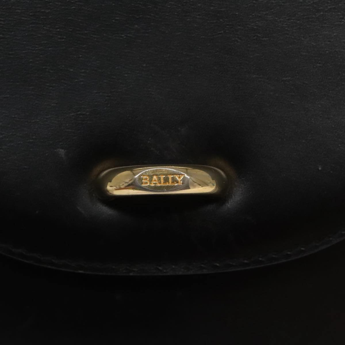 BALLY Hand Bag Leather Black Gold Auth ti2232