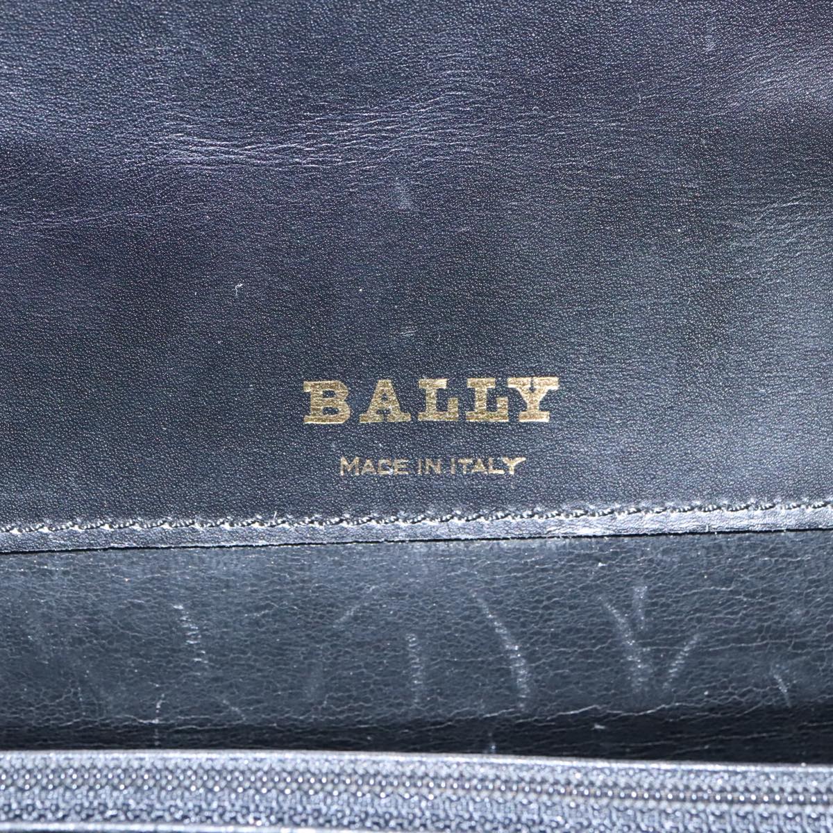 BALLY Hand Bag Leather Black Gold Auth ti2232