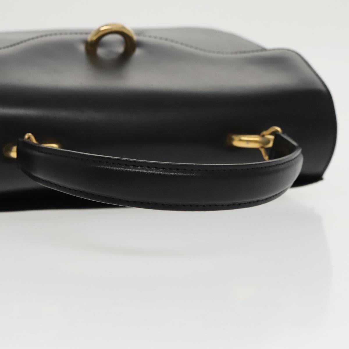 BALLY Hand Bag Leather Black Gold Auth ti2232