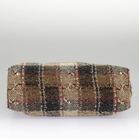 BURBERRY Nova Check Tote Bag Wool Leather Beige Black Gold Auth ti2237