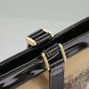 BURBERRY Nova Check Tote Bag Wool Leather Beige Black Gold Auth ti2237-11