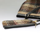 BURBERRY Nova Check Tote Bag Wool Leather Beige Black Gold Auth ti2237-25