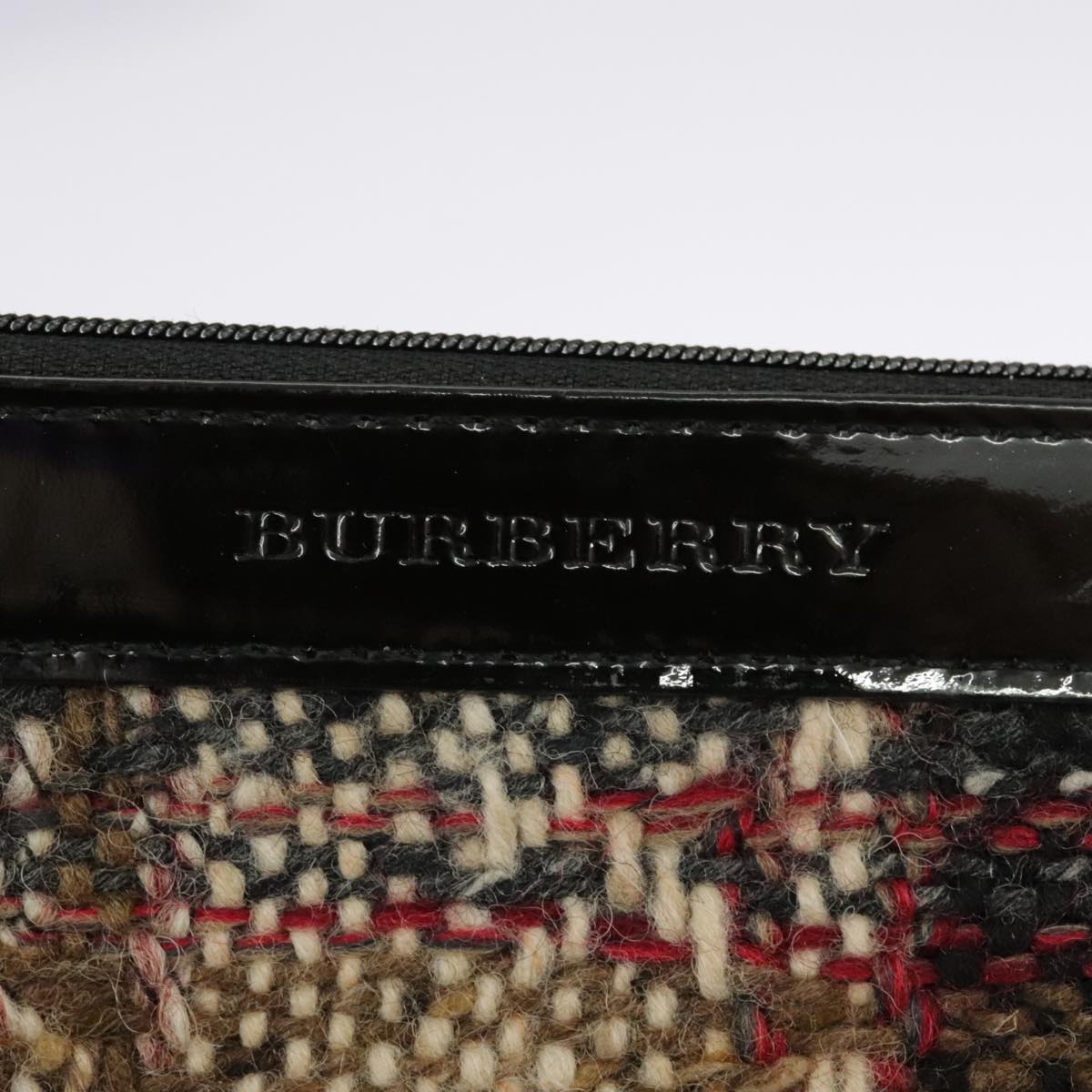 BURBERRY Nova Check Tote Bag Wool Leather Beige Black Gold Auth ti2237