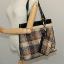 BURBERRY Nova Check Tote Bag Wool Leather Beige Black Gold Auth ti2237-32