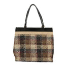 BURBERRY Nova Check Tote Bag Wool Leather Beige Black Gold Auth ti2237-2