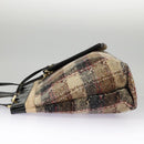 BURBERRY Nova Check Tote Bag Wool Leather Beige Black Gold Auth ti2237-3