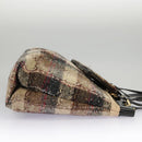 BURBERRY Nova Check Tote Bag Wool Leather Beige Black Gold Auth ti2237-4