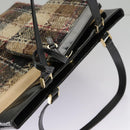 BURBERRY Nova Check Tote Bag Wool Leather Beige Black Gold Auth ti2237-6