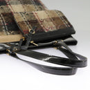 BURBERRY Nova Check Tote Bag Wool Leather Beige Black Gold Auth ti2237-7