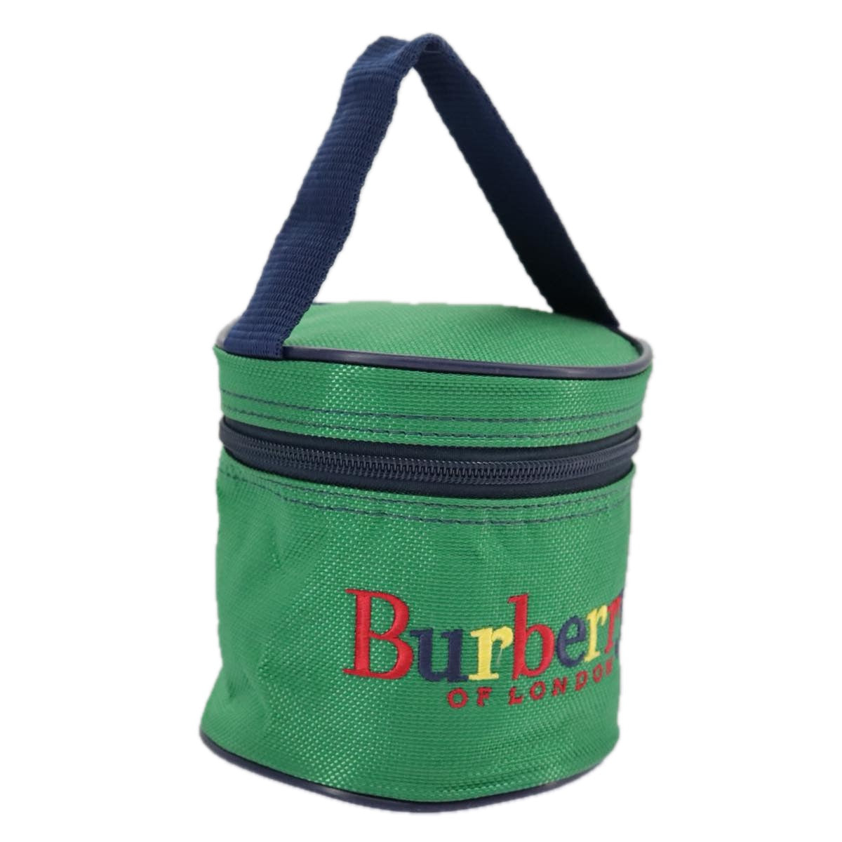 Burberrys hand Pouch Nylon Green Blue Auth ti2240