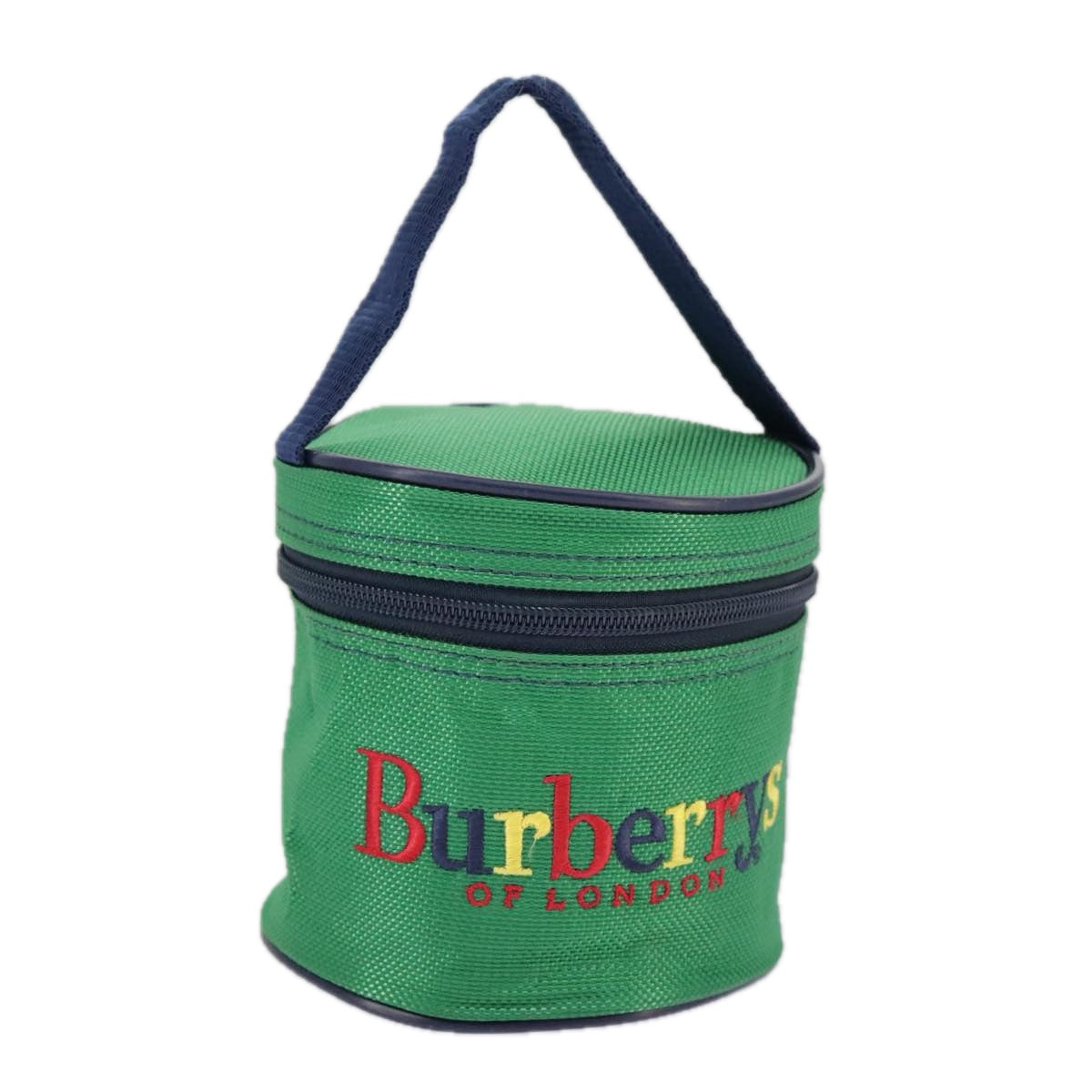 Burberrys hand Pouch Nylon Green Blue Auth ti2240