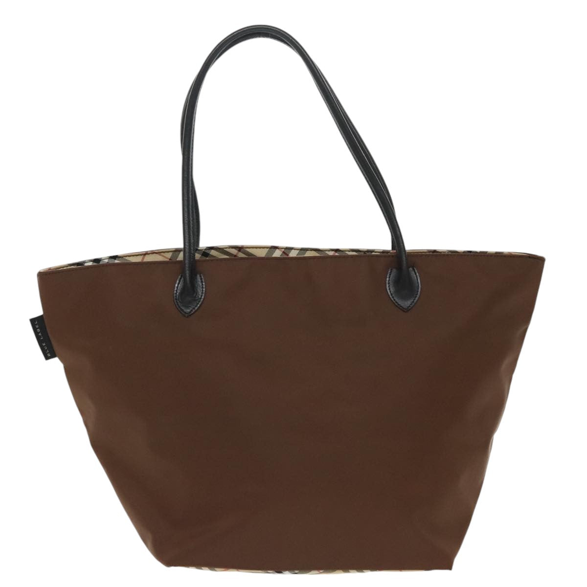 Burberrys Tote Bag Nylon Silver Brown Auth ti2242