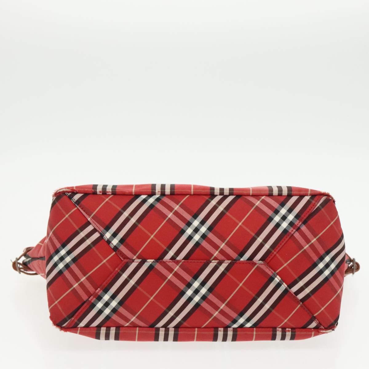 BURBERRY Nova Check Blue Label Tote Bag Canvas Red Auth ti2244