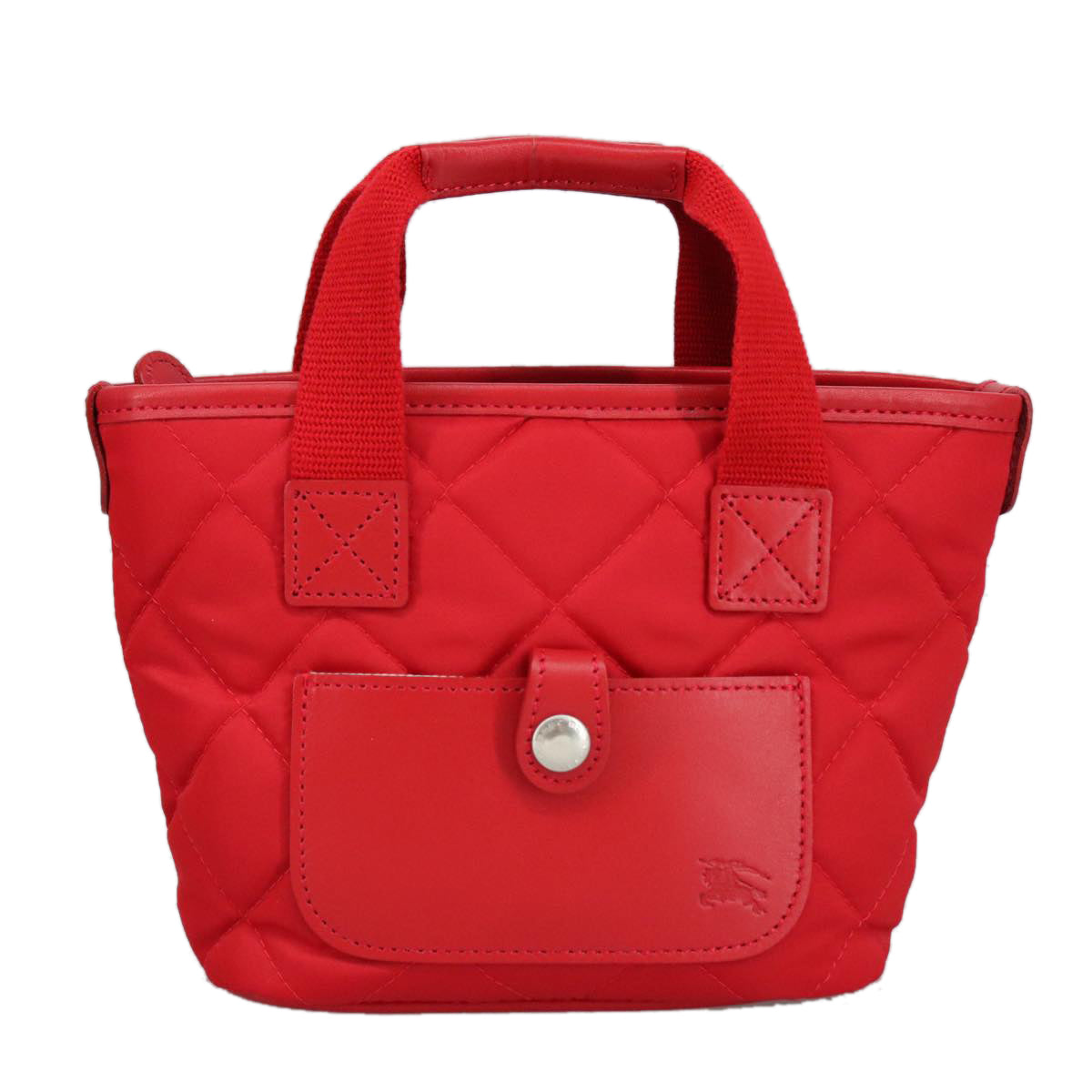 BURBERRY Hand Bag Nylon Silver Red Auth ti2247