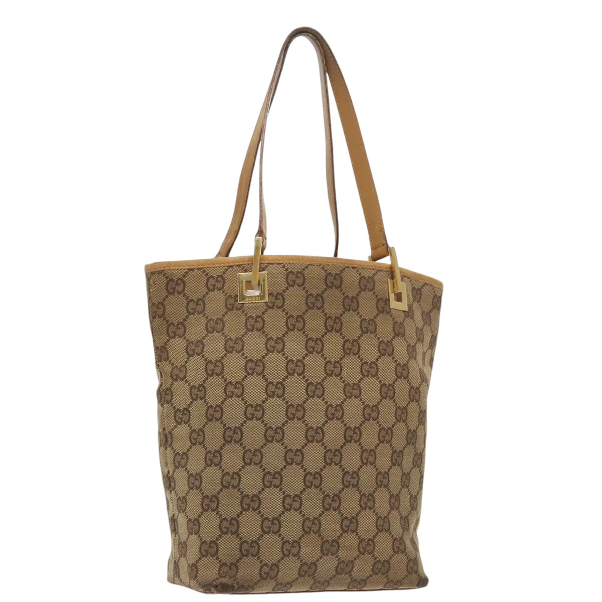 GUCCI GG Canvas Tote Bag Gold Beige 002 1099 Auth ti2261