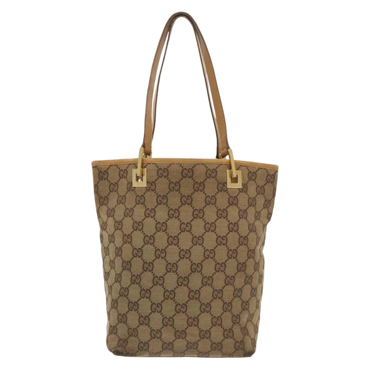 GUCCI GG Canvas Tote Bag Gold Beige 002 1099 Auth ti2261