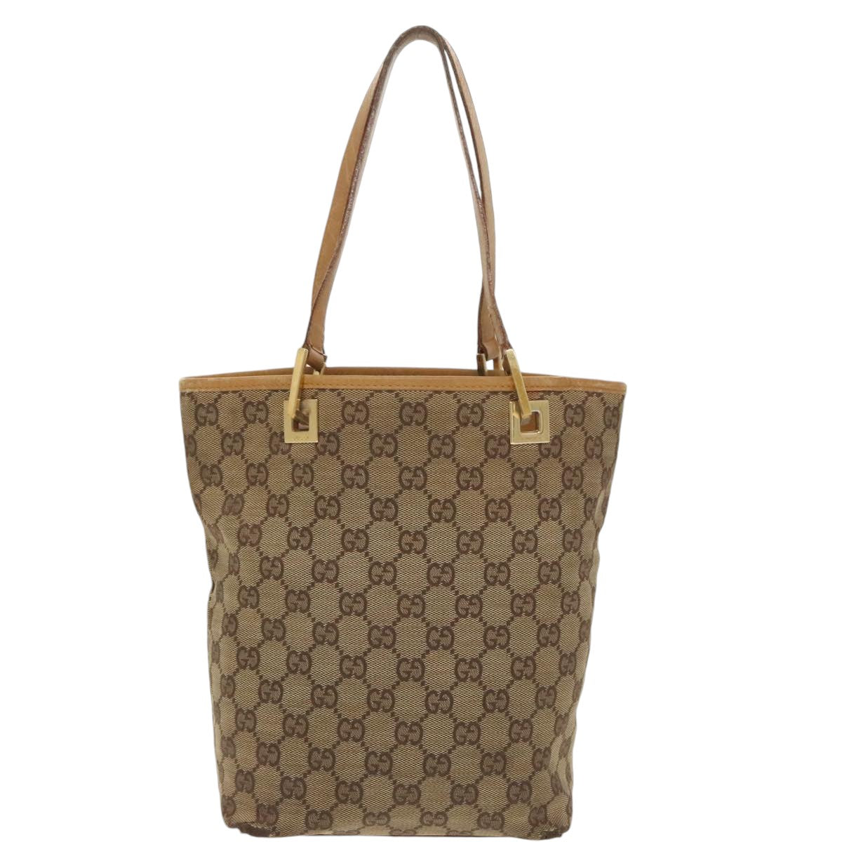 GUCCI GG Canvas Tote Bag Gold Beige 002 1099 Auth ti2261 - 0