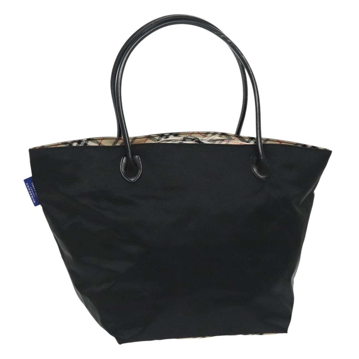 BURBERRY Blue Label Tote Bag Nylon Black Silver Auth ti2265